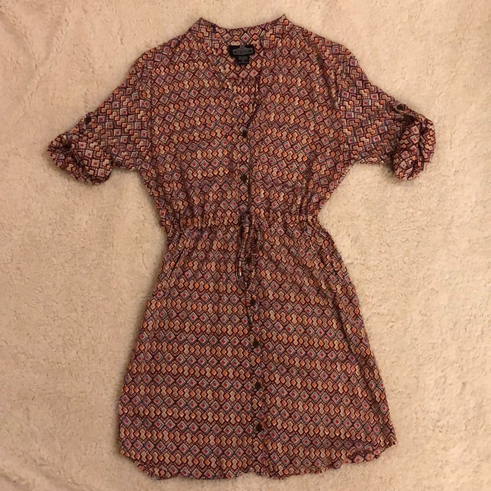 Patterned shirt dress